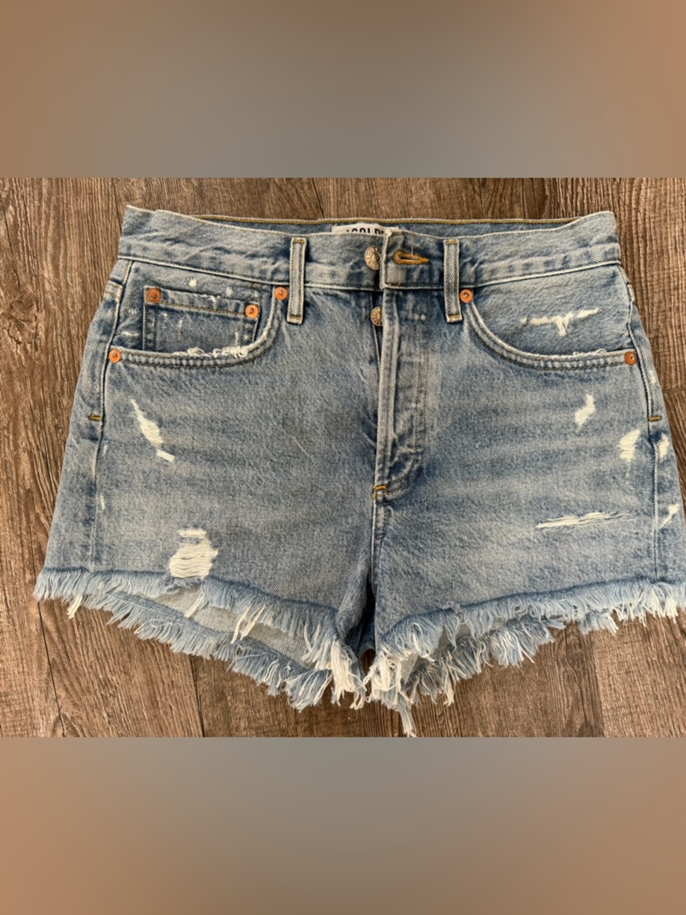 Agolde Light Blue Washed Denim Shorts, Size 24